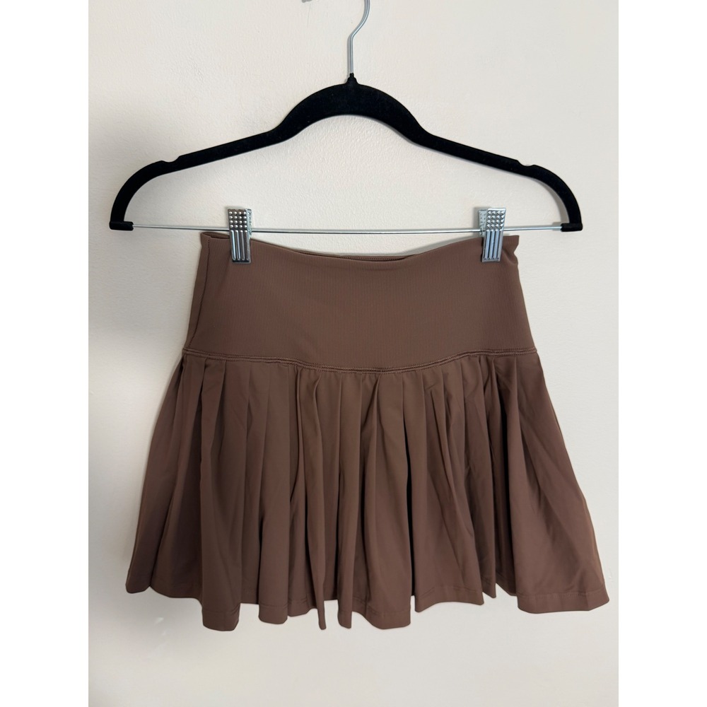 Recess Pickpoint Pleated Tennis Skirt Brown Size S Womens Athletic Skort Ribbed